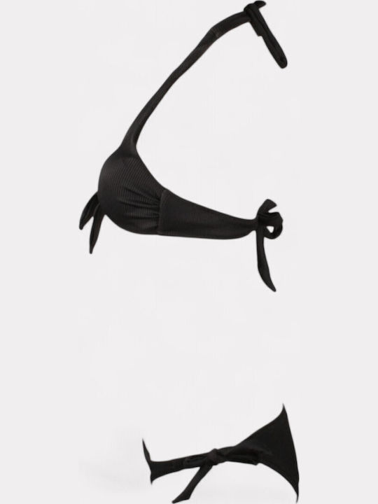 Set Bikini mit Abnehmbarer Verstärkung Schwarz