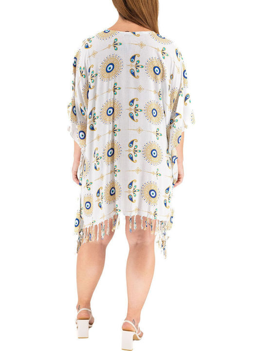 Damen Kaftan Strand White