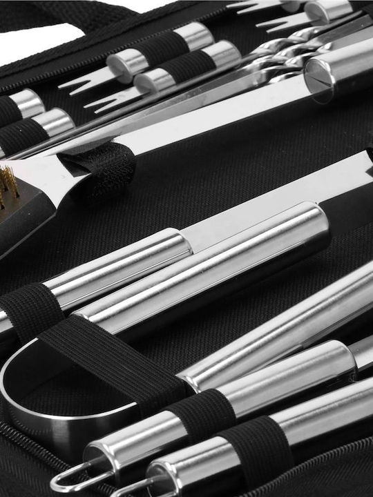 20-piece Stainless Steel Bbq Accessory Set Including Brush Carrying Case