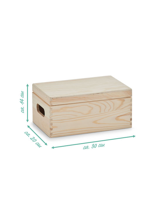 Wooden Storage Box with Lid Beige 30x20x15cm 1pcs
