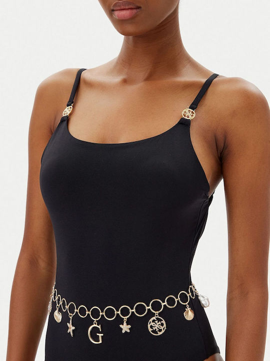 One-Piece Swimsuit with Open Back Black