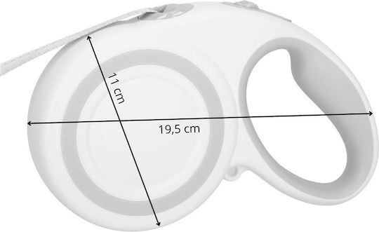 Lesă retractabilă pentru rase mari, până la 50 kg, 500 cm, alb-gri