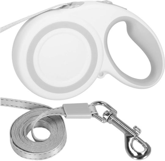 Lesă retractabilă pentru rase mari, până la 50 kg, 500 cm, alb-gri