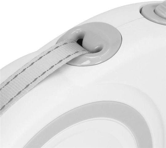 Lesă retractabilă pentru rase mari, până la 50 kg, 500 cm, alb-gri