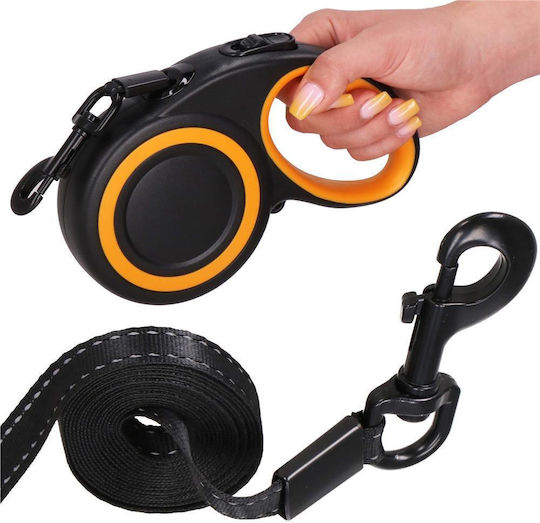 Lesă retractabilă pentru rase mari, până la 50 kg, 500 cm, negru-portocaliu