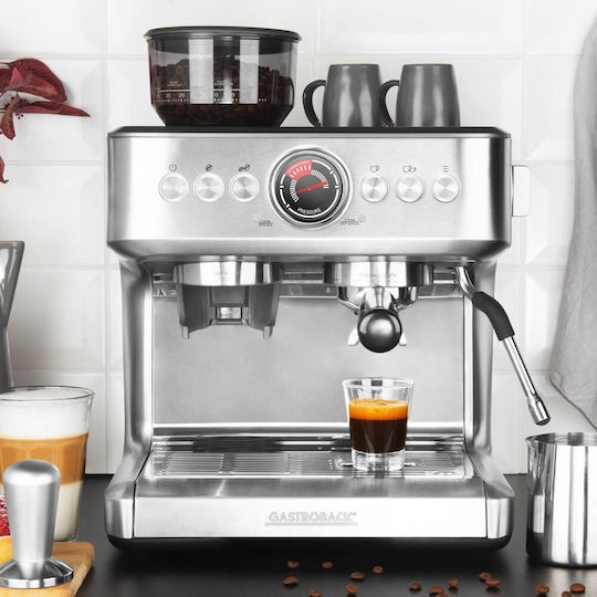 Gastroback Design Automatic Espresso Machine 3000W Pressure 15bar with Grinding Burrs Silver 42626