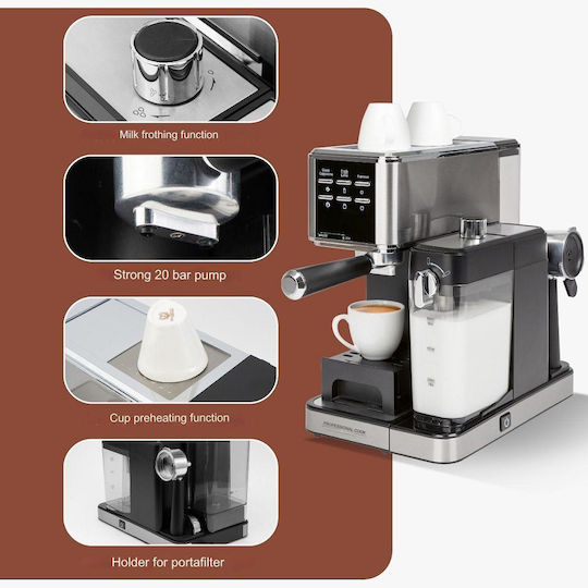 Profi Cook PC-ES-KA1266 Espressoare 1350W Presiune 20bar Pentru Cappuccino Gri