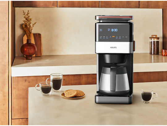 Krups Grind Aroma Xl Thermo Αυτόματη Μηχανή Espresso 1000W με Μύλο Άλεσης Καφέ KT8428