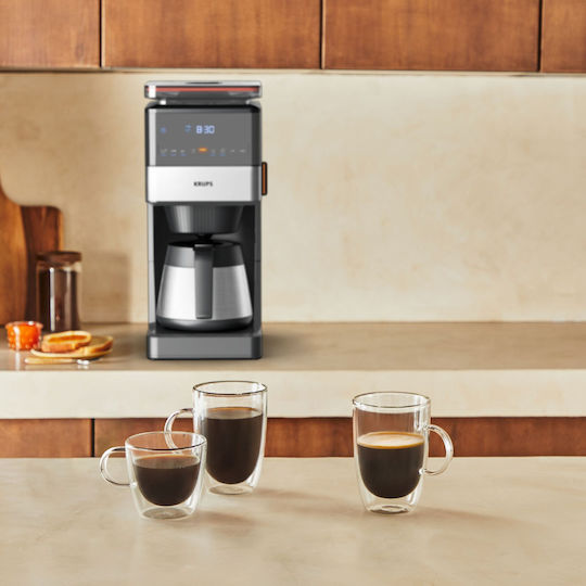 Krups Grind Aroma Xl Thermo Αυτόματη Μηχανή Espresso 1000W με Μύλο Άλεσης Καφέ KT8428