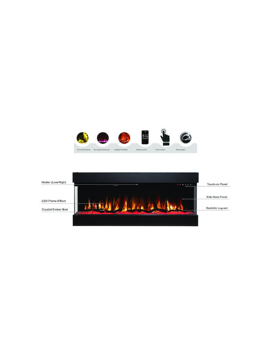 Hitense WXF700-SLIM3D-65 Стенен Електрически Камин 1600W 165x54.5см