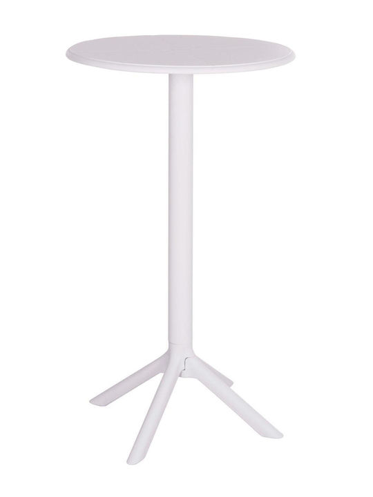 Tisch Bar für kleine Außenbereiche Zusammenklappbar Terrin White 61x61x107cm