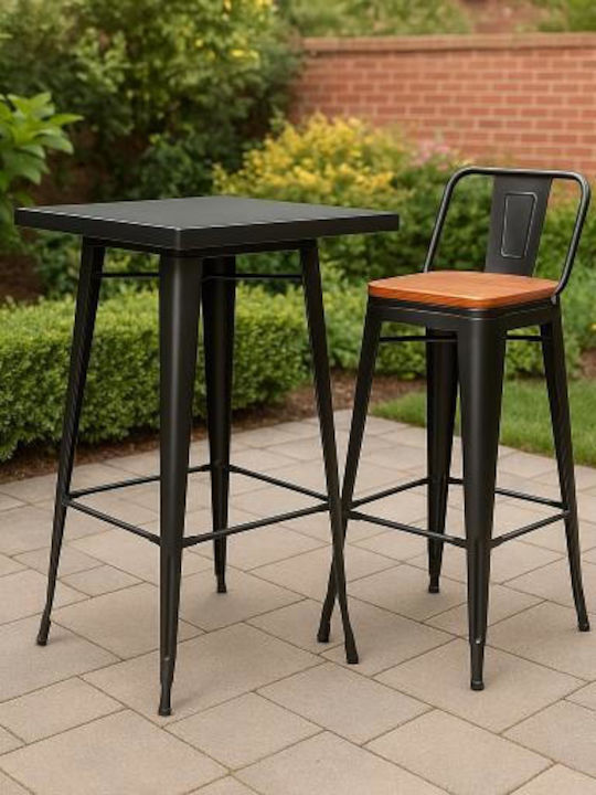 Tisch Bar für kleine Außenbereiche Zusammenklappbar Vigor Schwarz 60x60x103cm