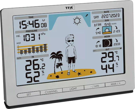TFA 35.1097.54 Wireless Digital Weather Station Tabletop Silver