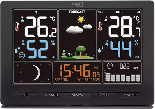 TFA 35.1118.01 Wireless Digital Weather Station Tabletop Black