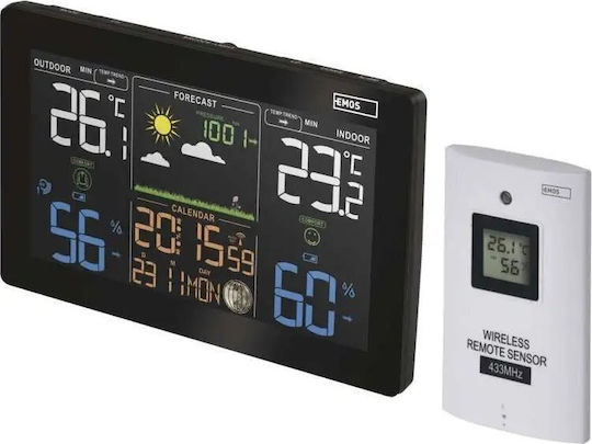 Emos EMS985 Ασύρματος Μετεωρολογικός Σταθμός Ψηφιακός Επίτοιχος Μαύρος