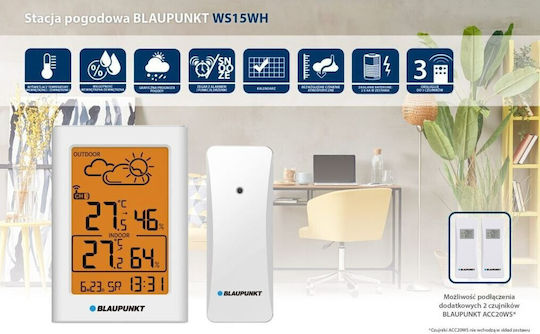 Blaupunkt WS15WH Wireless Stație meteorologică Digital De masă Alb