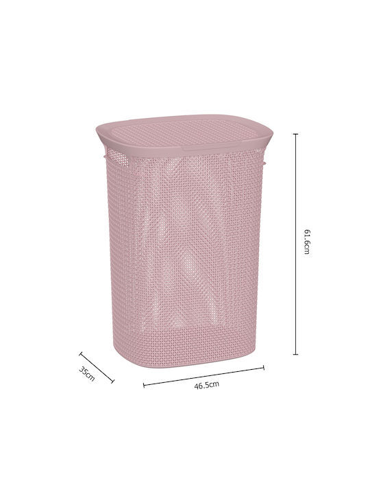 5Five Καλάθι Απλύτων Πλαστικό 57lt με Καπάκι 46x35x61.5cm Ροζ