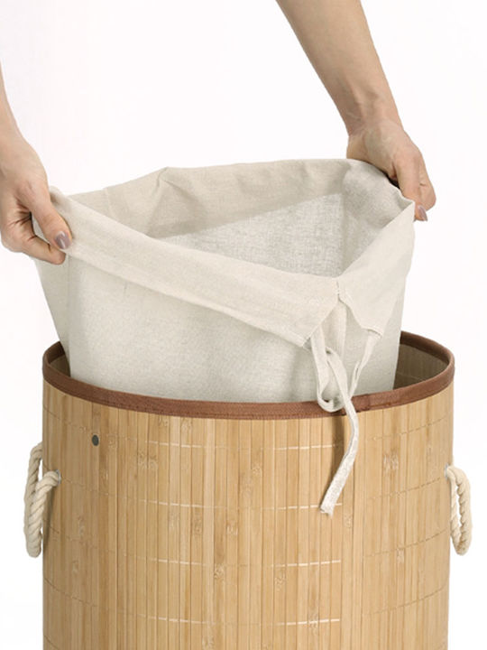 Zeller Καλάθι Απλύτων Bamboo 55lt με Καπάκι 35x60x60cm Καφέ