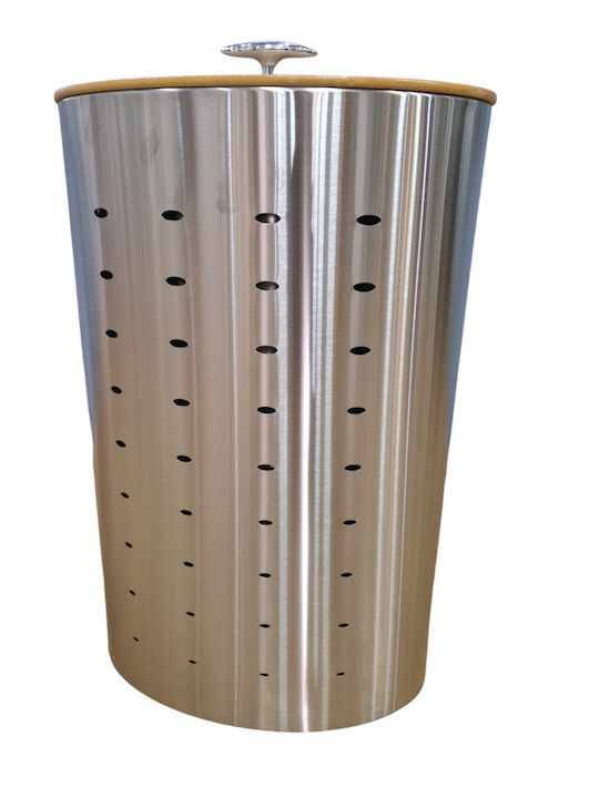 Καλάθι Απλύτων Μεταλλικό 40lt με Καπάκι 40x30x58cm Ασημί