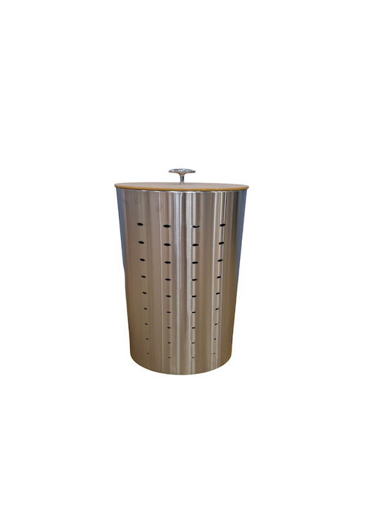 Καλάθι Απλύτων Μεταλλικό 40lt με Καπάκι 40x30x58cm Ασημί