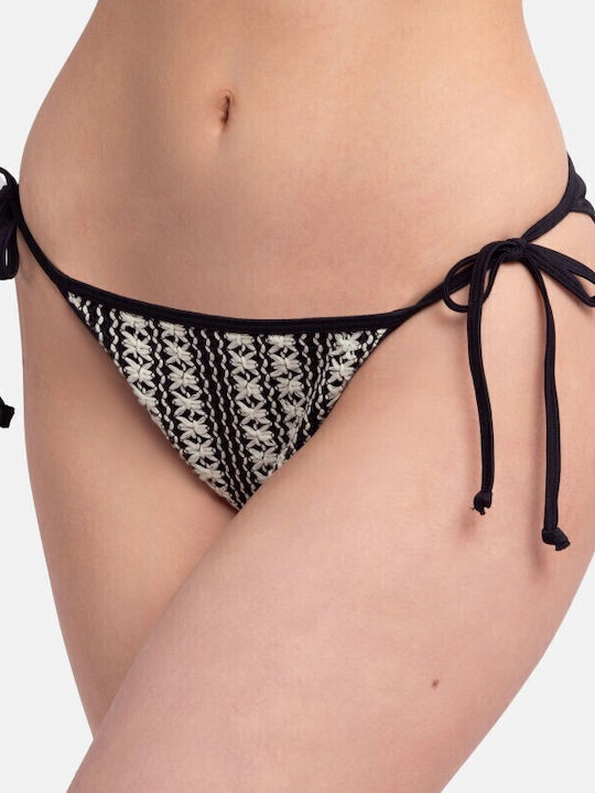 Bikini Slip with Laces Black