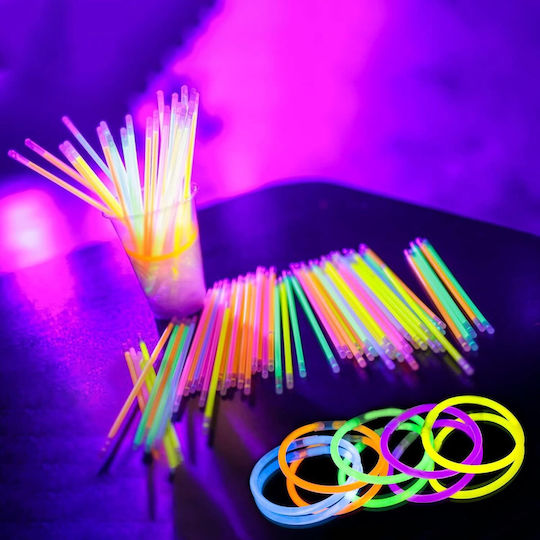 Set 100 Brățări Luminate Colorate pentru Petreceri, Bețe Fluorescente Glow Albastre Bebelogic