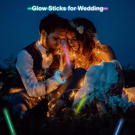 Set 100 Colorful Luminous Bracelets Parties Phosphorescent Glow Sticks Red Bebelogic