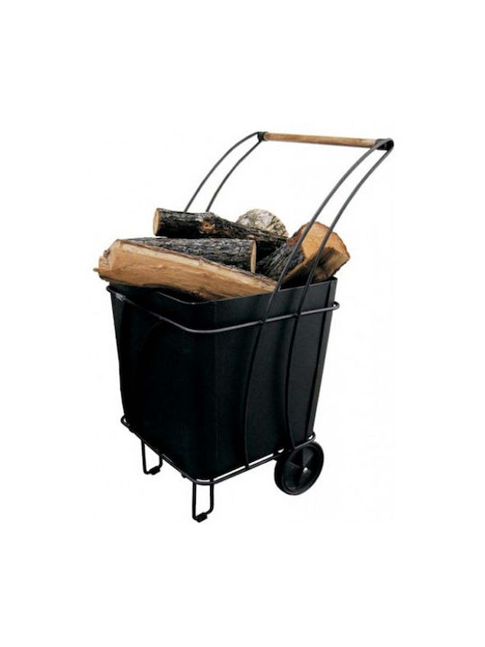 03760 Metallisch Holztransportwagen 45x45x80cm Schwarz