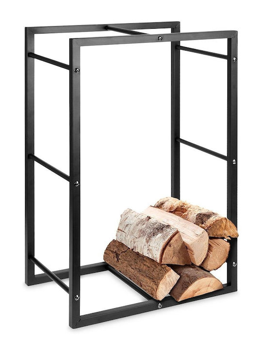 Дърво Рафт Съхранение на Дърва 45x28x70см Черен