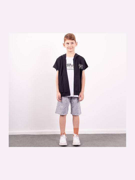 Kids' Set with Shorts & Outerwear Summer 3pcs Black