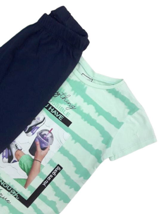 Kinder-Set mit Leggings Sommer 2Stück Mint Bluse