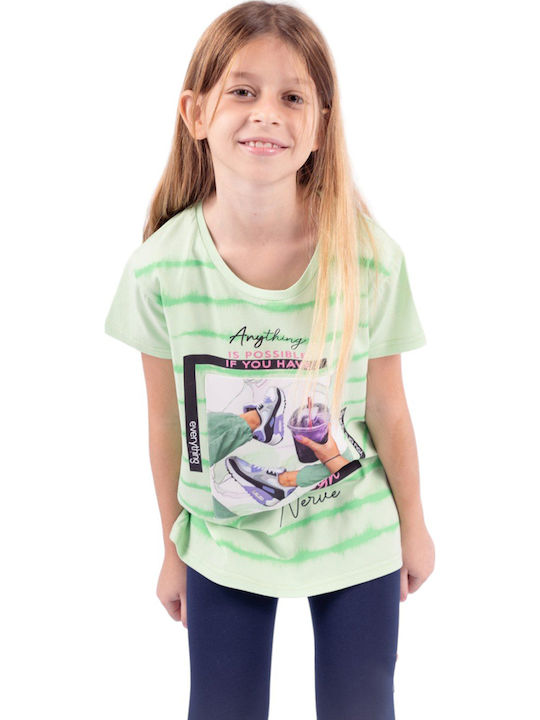 Kinder-Set mit Leggings Sommer 2Stück Mint Bluse