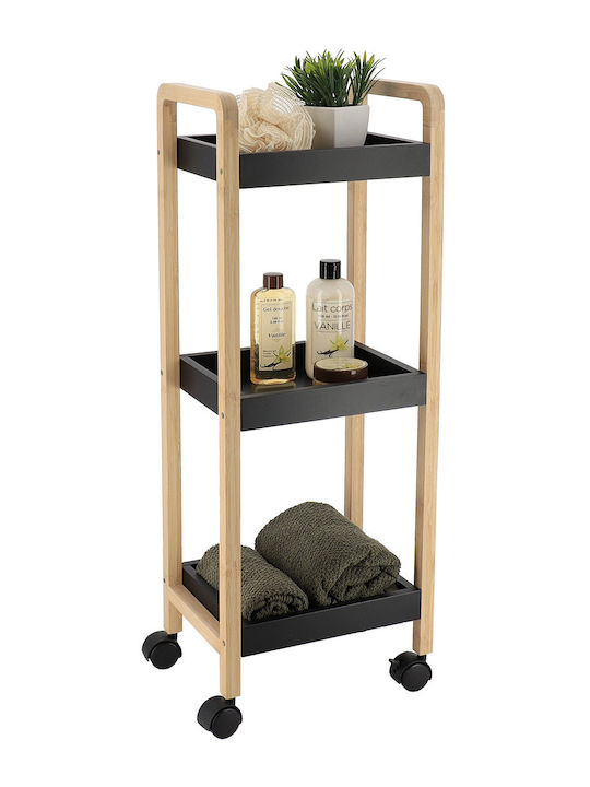 Eurocasa Επιδαπέδια Ραφιέρα Μπάνιου Ξύλινη 21x28.5x79cm