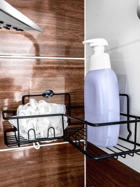 Vilde Corner Wall Mounted Bathroom Shelf Metallic 23x23x10cm Black