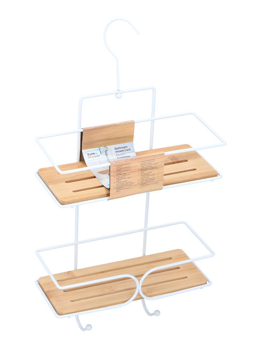 Raft Montat Pe Perete De Baie Metalic Cu 2 Rafturi 47.5x25x10cm Maro