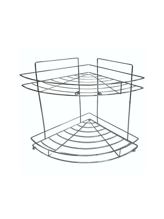 TnS Ecke An der Wand montiert Badezimmerregal Metallisch mit 2 Regalböden 22x22x37cm Schwarz