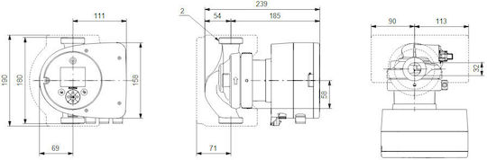 Grundfos Magna3 32/8 Ηλεκτρονικός Κυκλοφορητής Θέρμανσης / Κλιματισμού 180mm