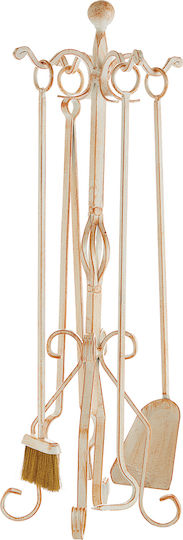 Zogometal Fireplace Tool Set with Stand Holder Beige