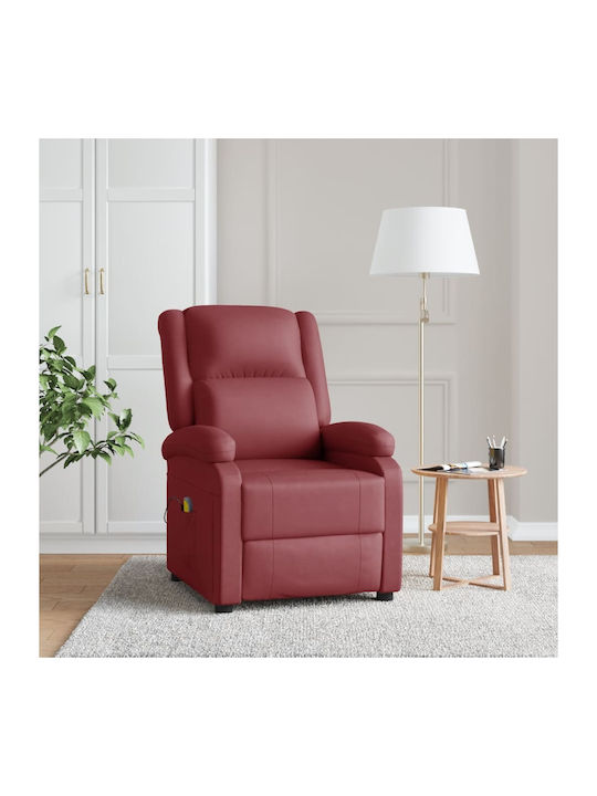 Relax Massage Armchair with Footstool Artificial Leather Burgundy 70x93x98cm
