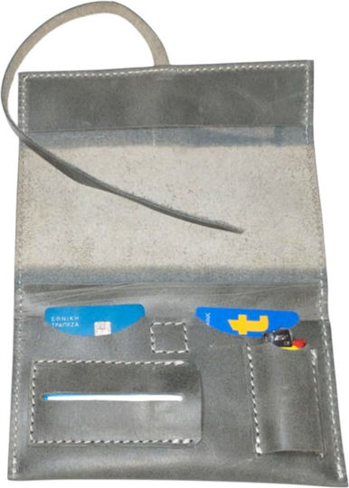 Gk Shoes Lederne Tabaktasche mit Verschluss 10x16.5cm Smoke Grey