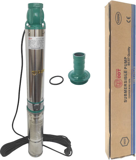 Pompa submersibilă pentru puț adânc Ddt Qjd120-1.5 1500 W oțel inoxidabil 8 turbine