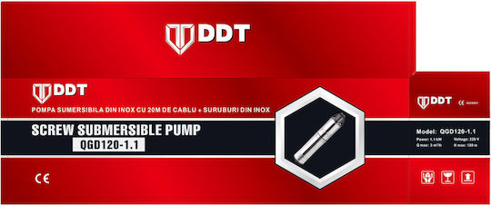 Pompa submersibilă Ddt Qgd120 din oțel inoxidabil 120 m 3 m³/h cablu 20 m