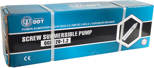 Pompa submersibilă Ddt Qgd120 completă din oțel inoxidabil, șuruburi din oțel inoxidabil, filtru de protecție, cablu de 20 m, 120 m, 3 m³/h
