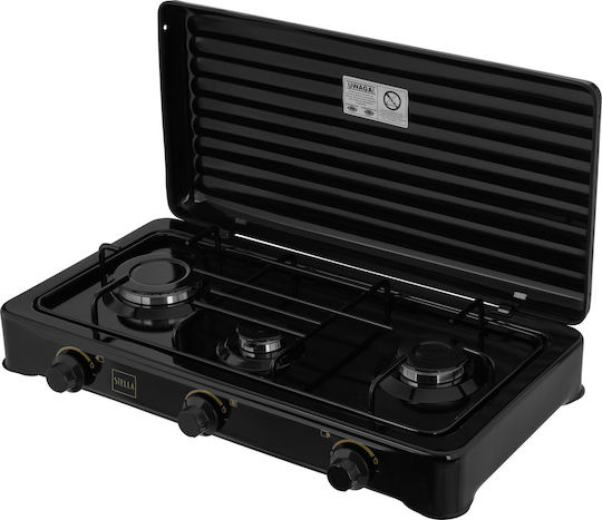 Stella Liquid Gas Countertop Triple Burner Black