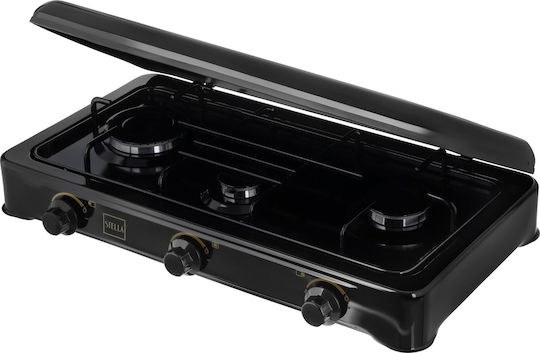 Stella Liquid Gas Countertop Triple Burner Black