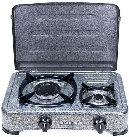 Calfer Gas Liquid Gas Countertop Double Burner Brown