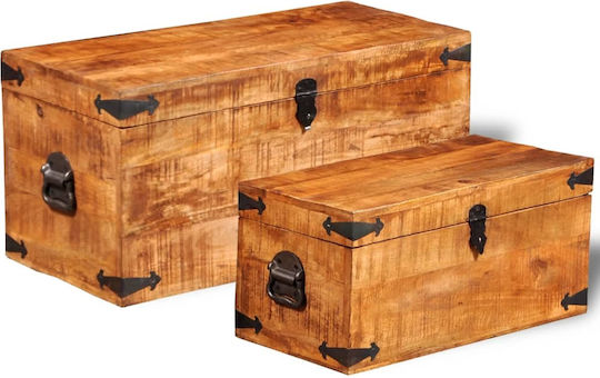 vidaXL Wooden Decorative Trunks Set Brown 2pcs