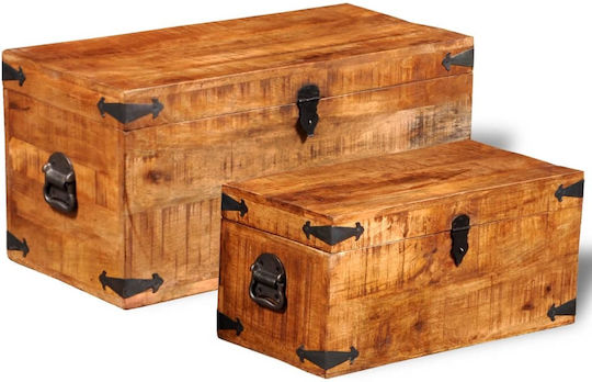 vidaXL Wooden Decorative Trunks Set Brown 2pcs