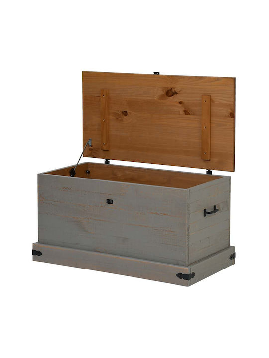 vidaXL Декоративна куфар Дърво Сив 91x48x47бр