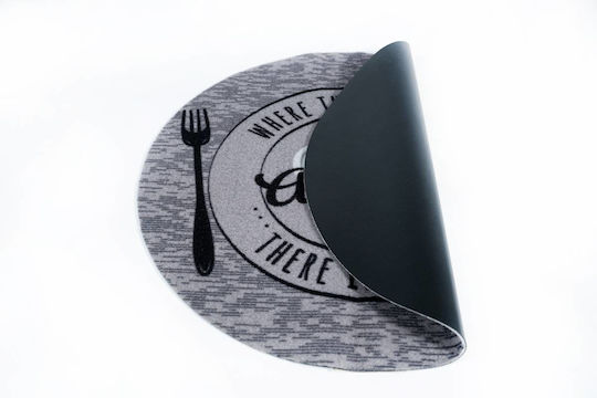 Sdim Cook & Wash Runde Küchenmatte mit rutschfestem Unterlage 401 Red Dots Bon Appetit Grey 67εκ.